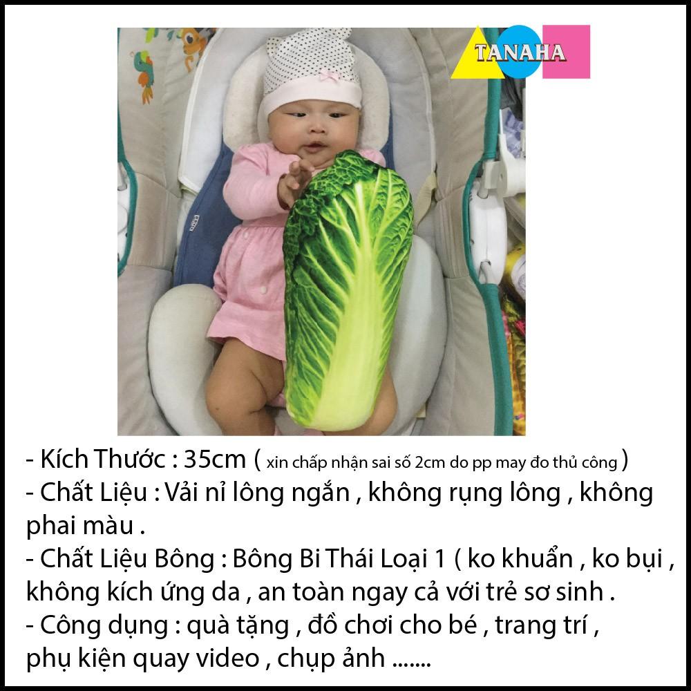 Thú Bông 3D cho bé - Bắp Cải 35cm - Hàng Loại 1 SX Việt Nam - An Toàn cho Bé!