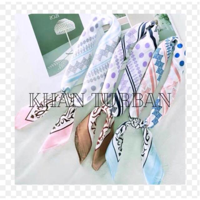 Khăn turban lụa vuông cao cấp choàng cổ size 70x70cm thanh lịch đa năng dùng làm áo yếm in hoa văn trang trí
