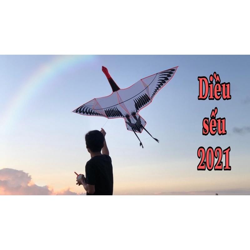 Diều hồng hạc - Tặng tay cầm thả diều 150m dây + túi vải đựng diều sếu