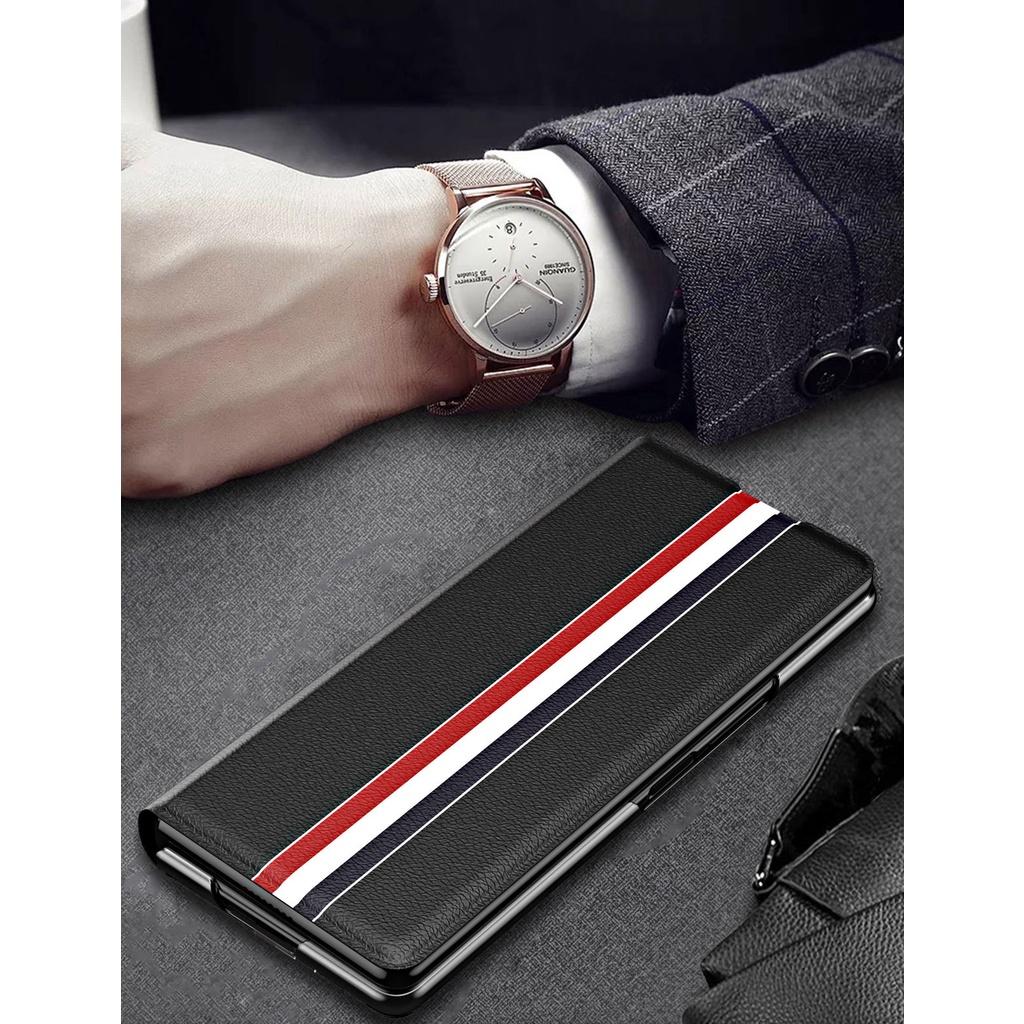 Bao Da Họa Tiết Thom Browne Cho Samsung Galaxy Z FOLD 5 / Z FOLD 4 / Z FOLD 3