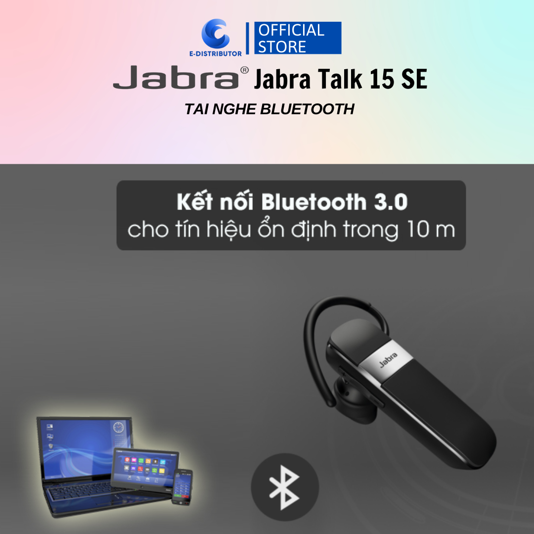 Tai nghe Bluetooth Jabra Talk 15 Đen - Hàng Chính Hãng - Bảo Hành 12 Tháng