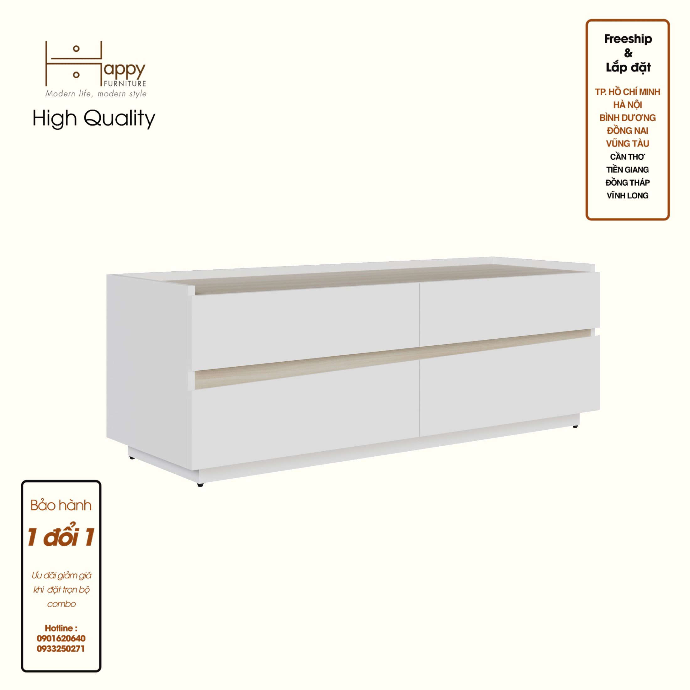 [Happy Home Furniture] VIGGO, Tủ đựng đồ 4 ngăn kéo, 120cm x 40cm x 42cm ( DxRxC), THK_161