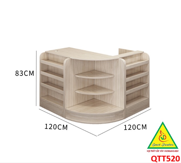 Quầy tính tiền, Bàn thu ngân cho cửa hàng tiện lợi, siêu thị mini, shop QTT520 - Nội thất lắp ráp Viễn Đông ADV