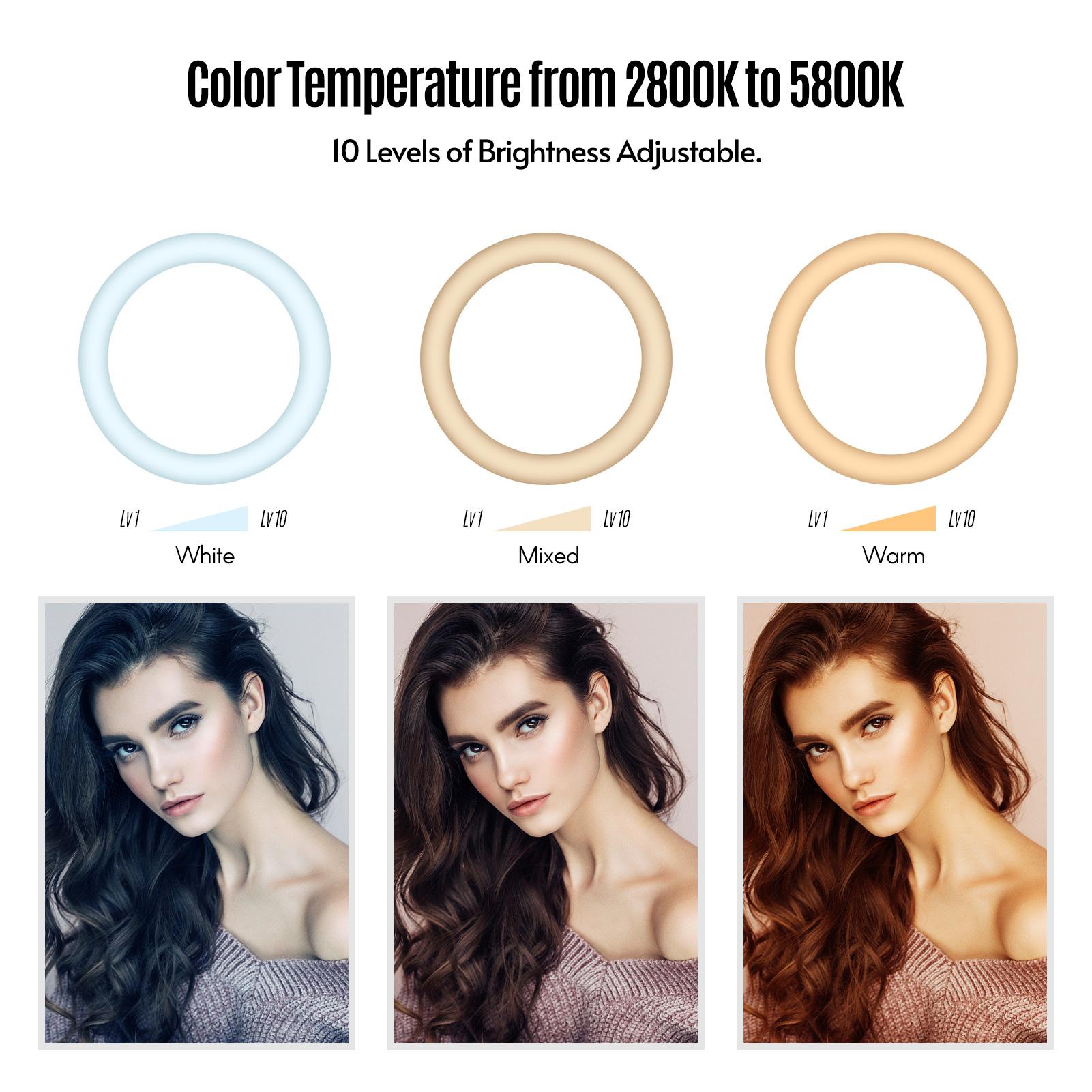 Đèn LED 13 inch ánh sáng chụp ảnh nhiệt độ hai màu 2800K-5800K 10 mức độ sáng có thể điều chỉnh với chân máy