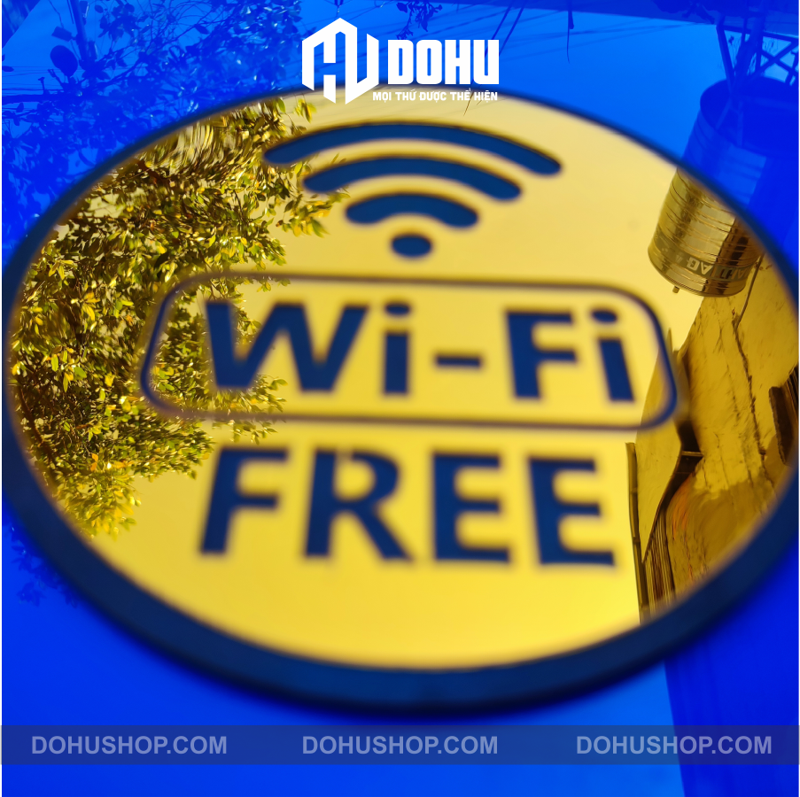 Bảng Gương Vàng Free Wifi DOHU23 Trang Trí Quá Cafe, Nhà Hàng, Khách Sạn - Sang trọng, hiện đại