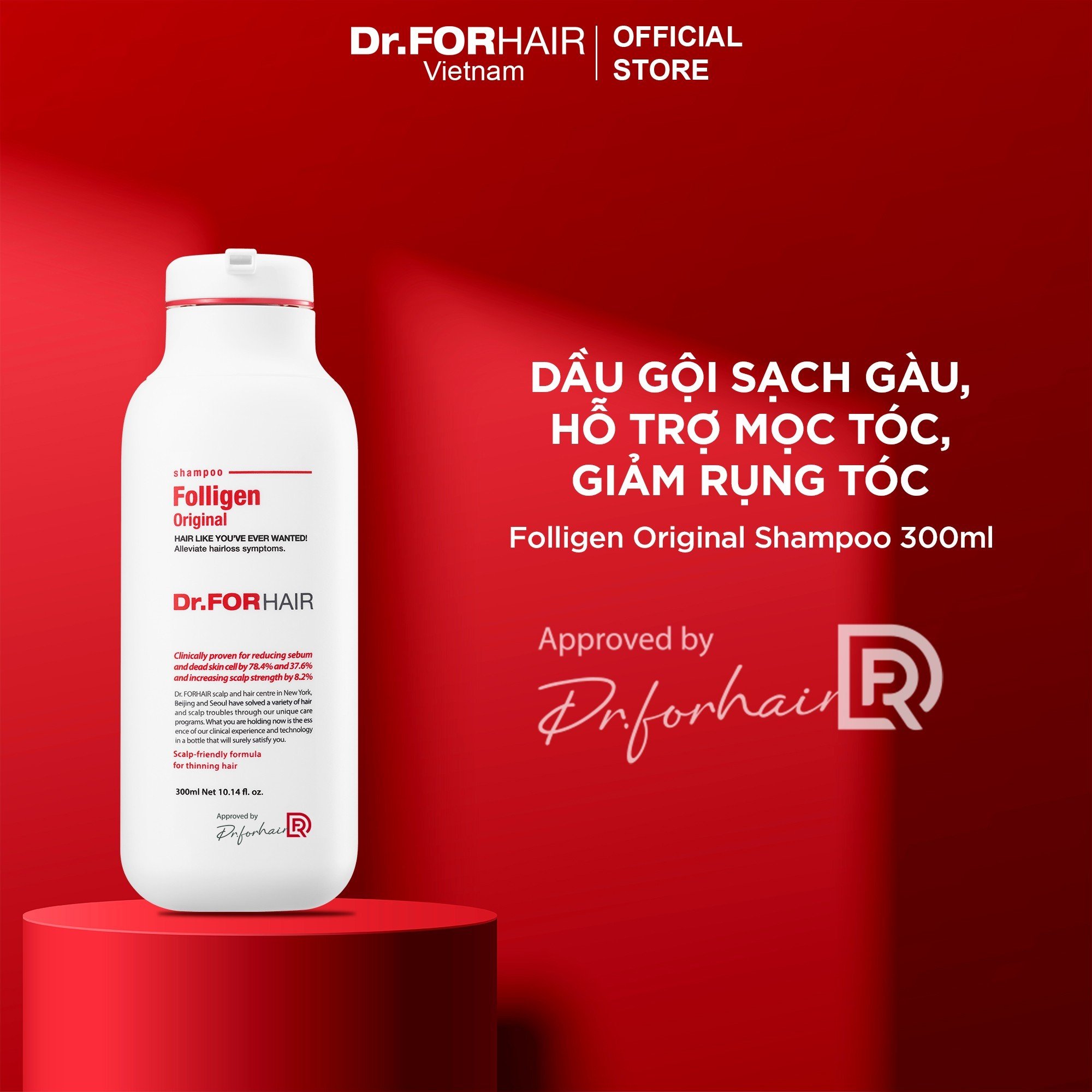 Dầu gội đầu giảm gàu hỗ trợ mọc tóc ngăn rụng giúp phồng tóc Dr.FORHAIR Folligen Original Shampoo