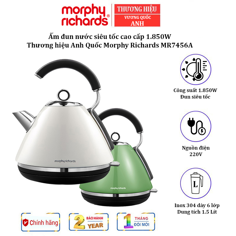 Ấm đun nước siêu tốc cao cấp nhãn hiệu Morphy Richards MR7456A đun sôi nước cực nhanh - Dung tích: 1,5 lít - HÀNG NHẬP KHẨU