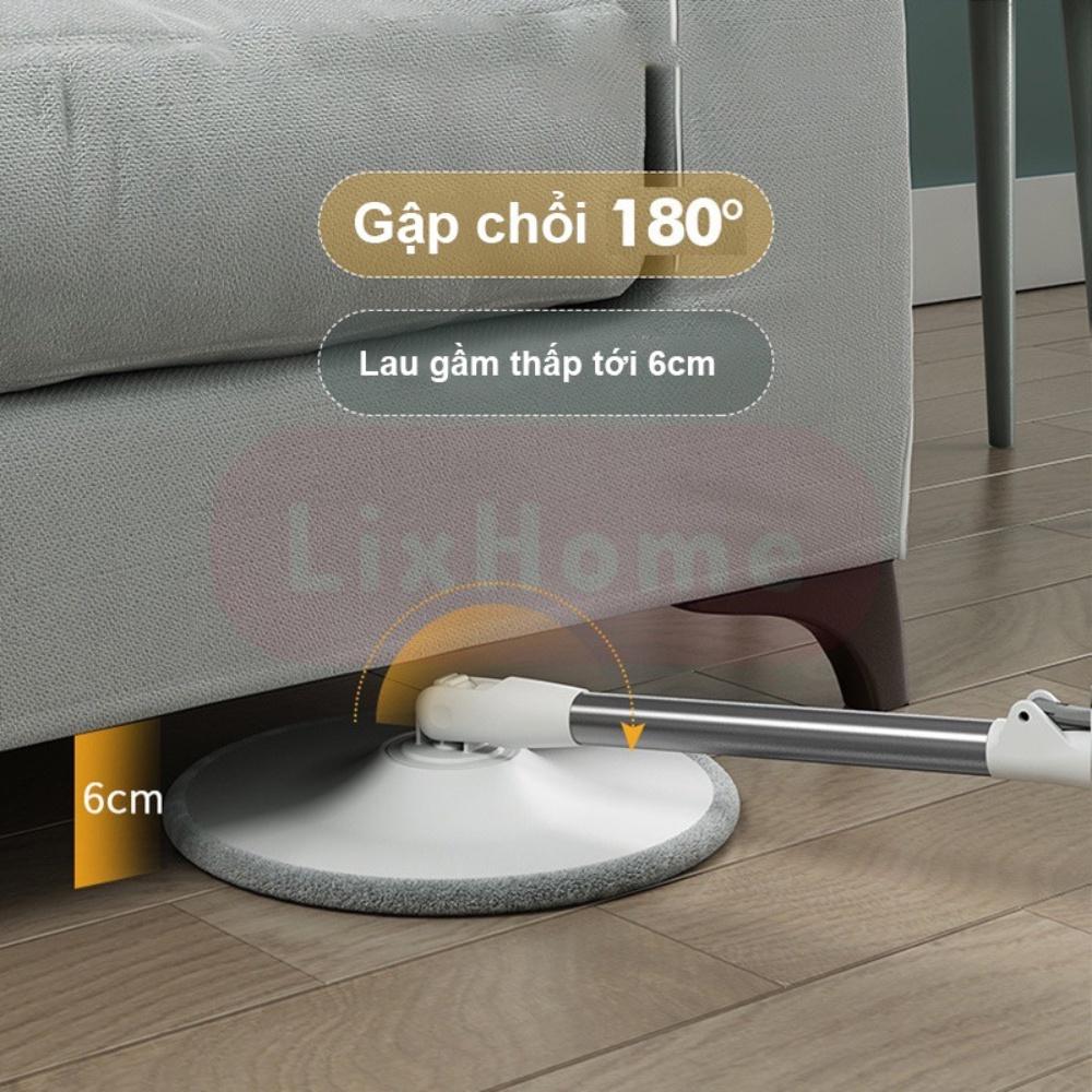 Chổi lau nhà thông minh tách nước bẩn K9 xoay 360 độ, cây lau nhà tự vắt thông minh kèm xô thế hệ mới, tặng 2 bông lau