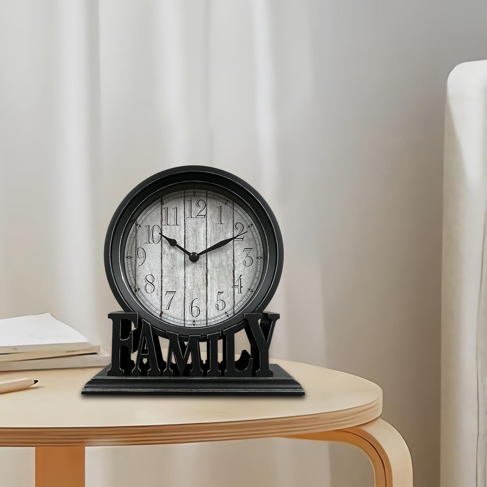 2x Round Table Clock Decorative Silent Kitchen Decor