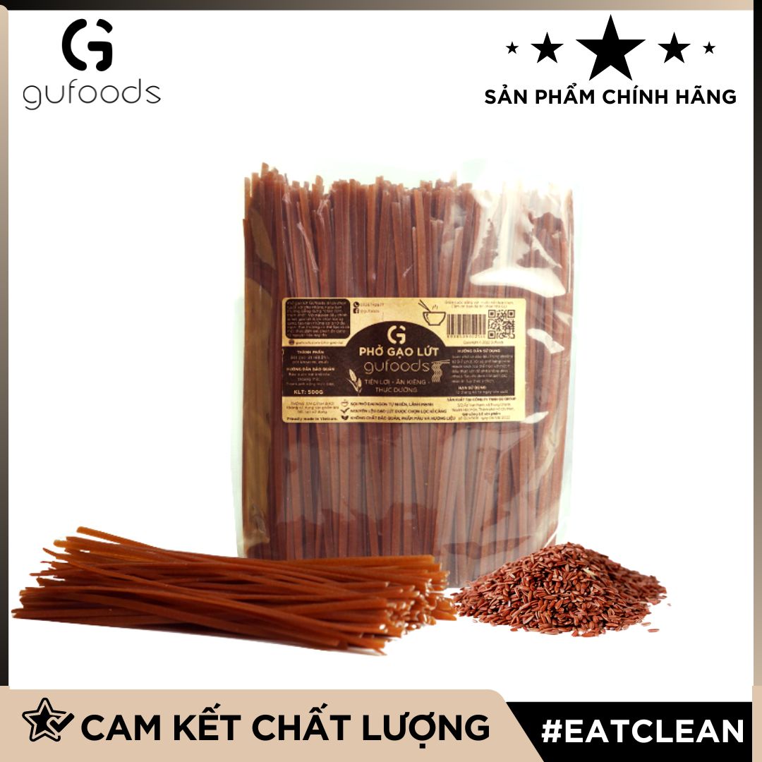 Phở gạo lứt ăn kiêng GUfoods (500g) - Dai ngon, Hỗ trợ Giảm cân, Thực dưỡng, Eat clean