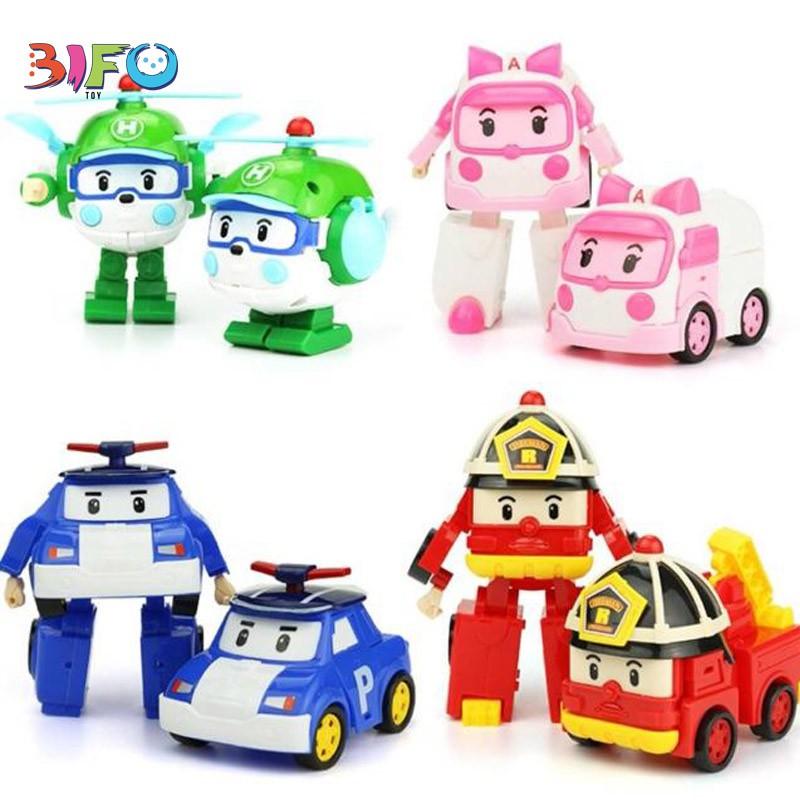 Đồ chơi biến hình biệt đội Robocar Poli 4 xe lắp ráp Policar 2 trong 1