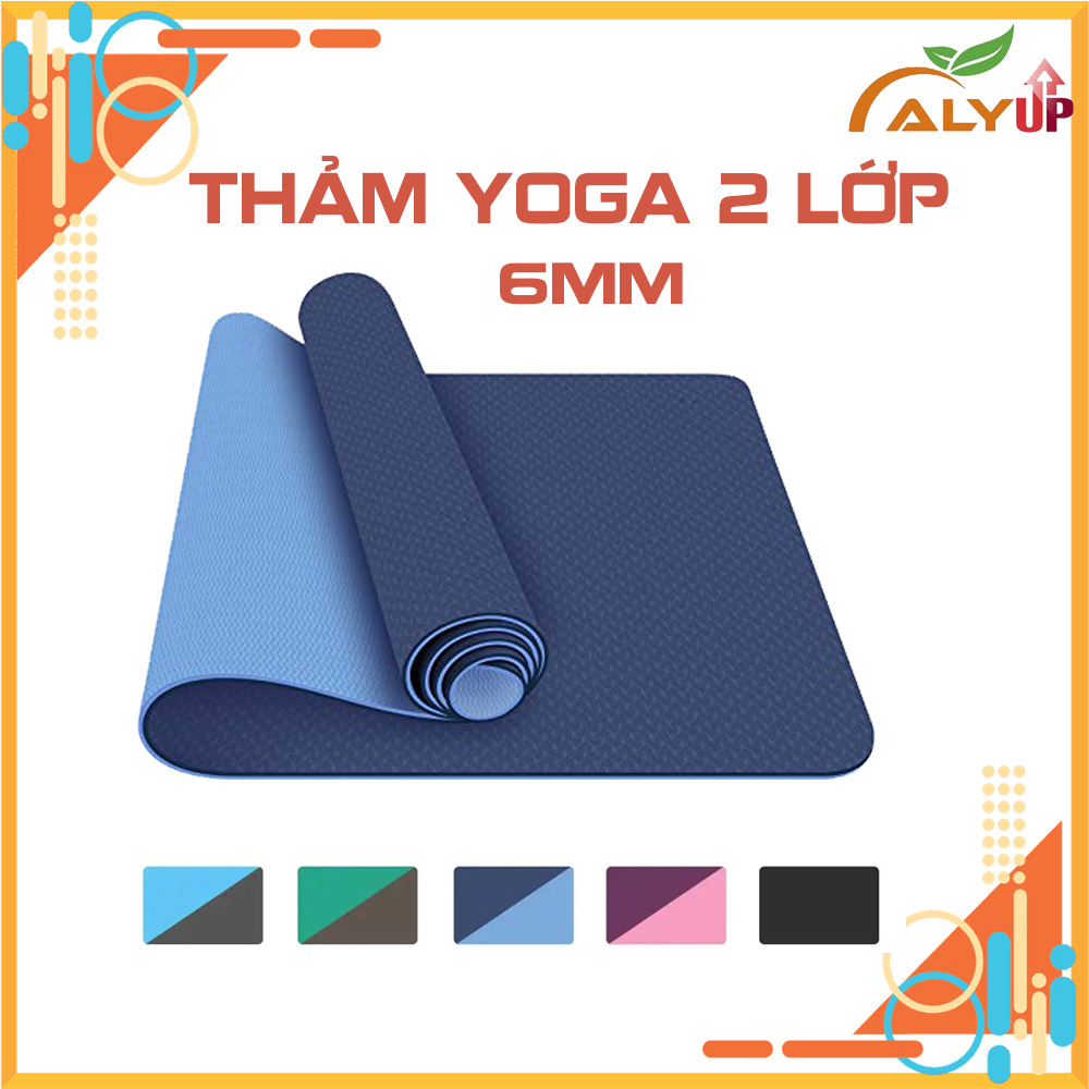Thảm Tập Yoga Định Tuyến ALYUP Hàng Chính Hãng - 2 Lớp Dày 8mm Tặng Kèm Túi - Kích Thước 183x61cm