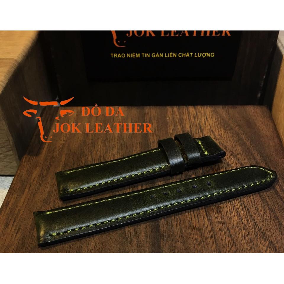 Dây Da Đồng Hồ Jok Leather màu xanh rêu tặng kèm khóa