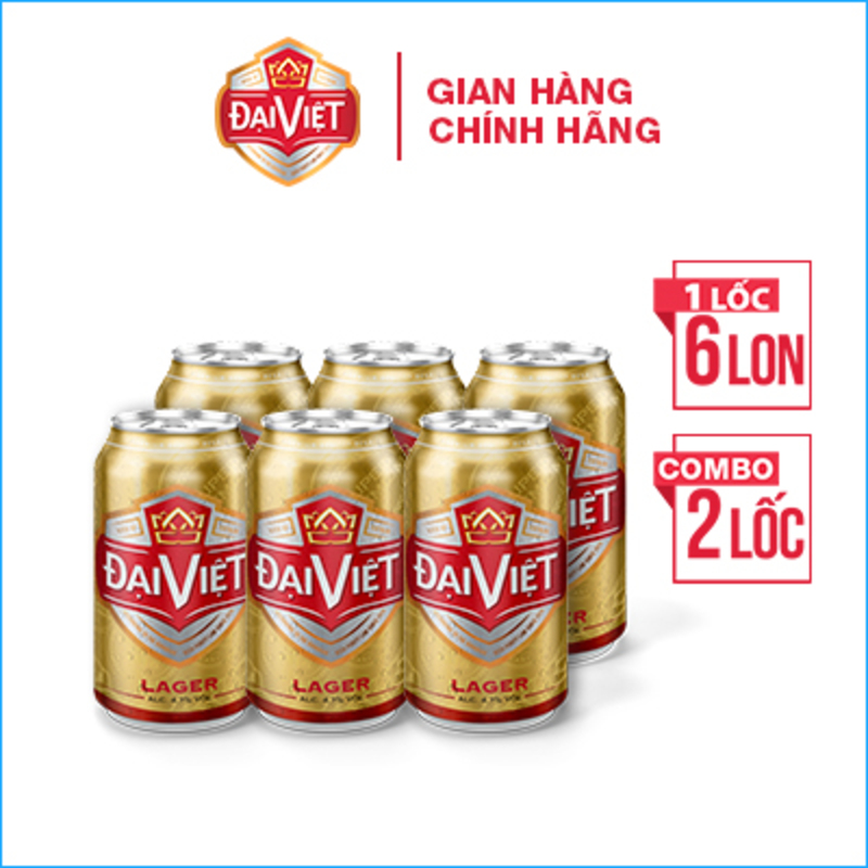 [Combo (12) lon 330ml] Bia Lager Đại Việt, Bia vàng sản xuất theo công nghệ Bia Đức, không hóa chất, đậm vị bia việt.