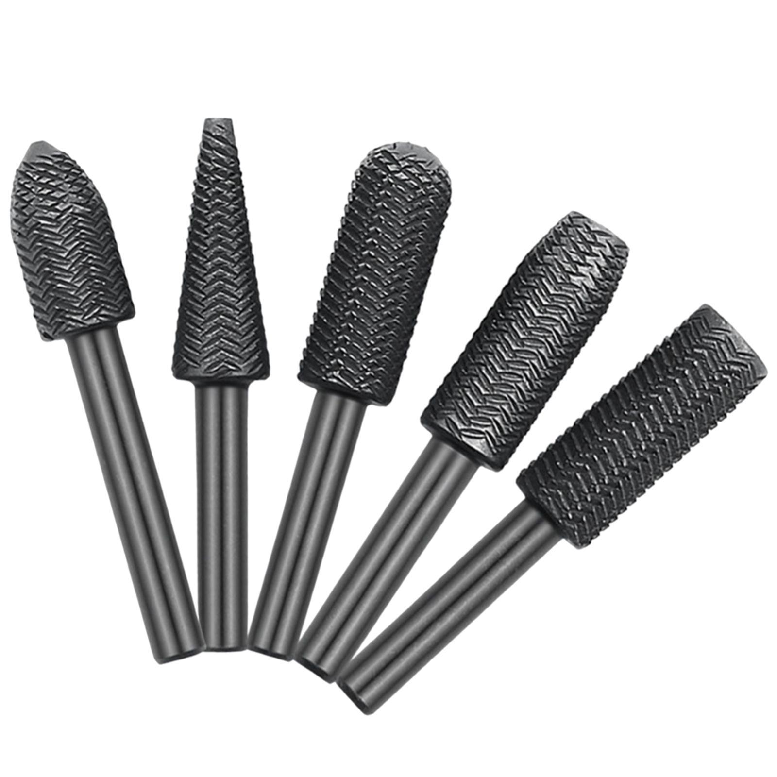 5 Pieces Double Cut Rotary Burr Set Carving Rasps for Woodworking Polishing