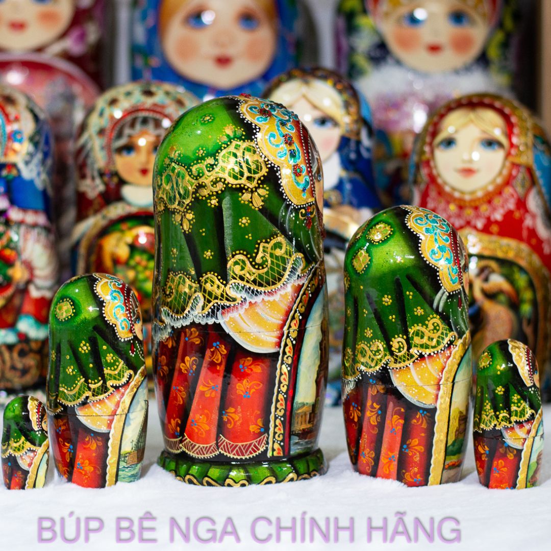 BỘ BÚP BÊ NGA MATRYOSHKA CAO CẤP 5 LỚP 18CM "PHONG CẢNH NƯỚC NGA" RẤT ĐẸP VÀ SANG TRỌNG