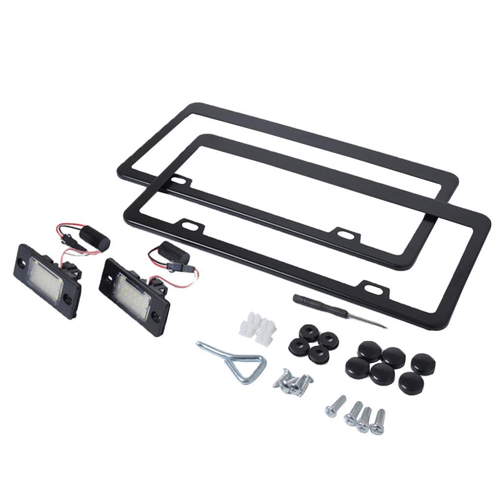 Black License Plate Lamp and License Replacement Frame Fit For Porsche