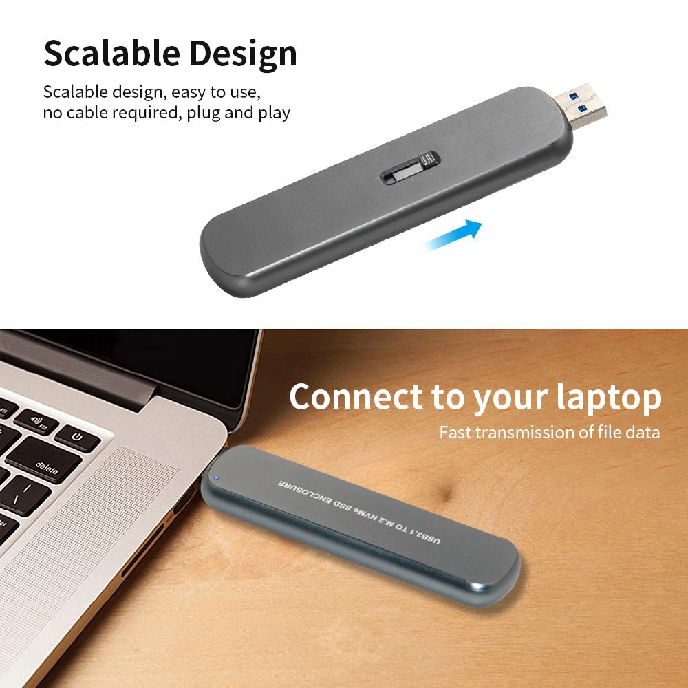 Vỏ ổ cứng di động USB3.1 đến M.2 NVMe bằng hợp kim nhôm