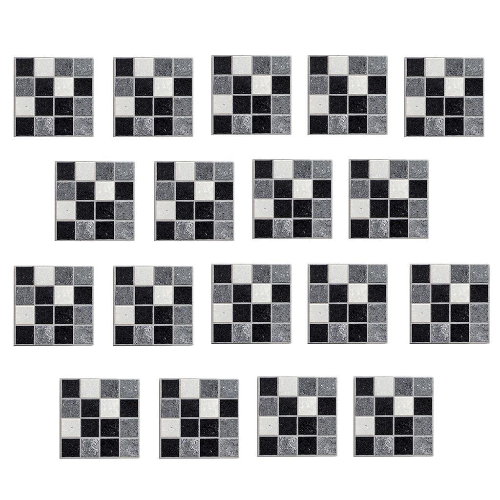 Black and White Mosaic Tile Sticker Kitchen Bathroom Floor Wall Decoration