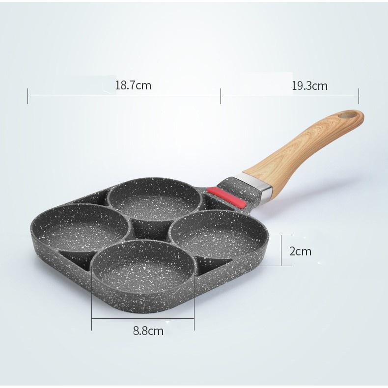 Khuôn chảo rán 4 lỗ tròn có lớp phủ chống dính tiện dụng