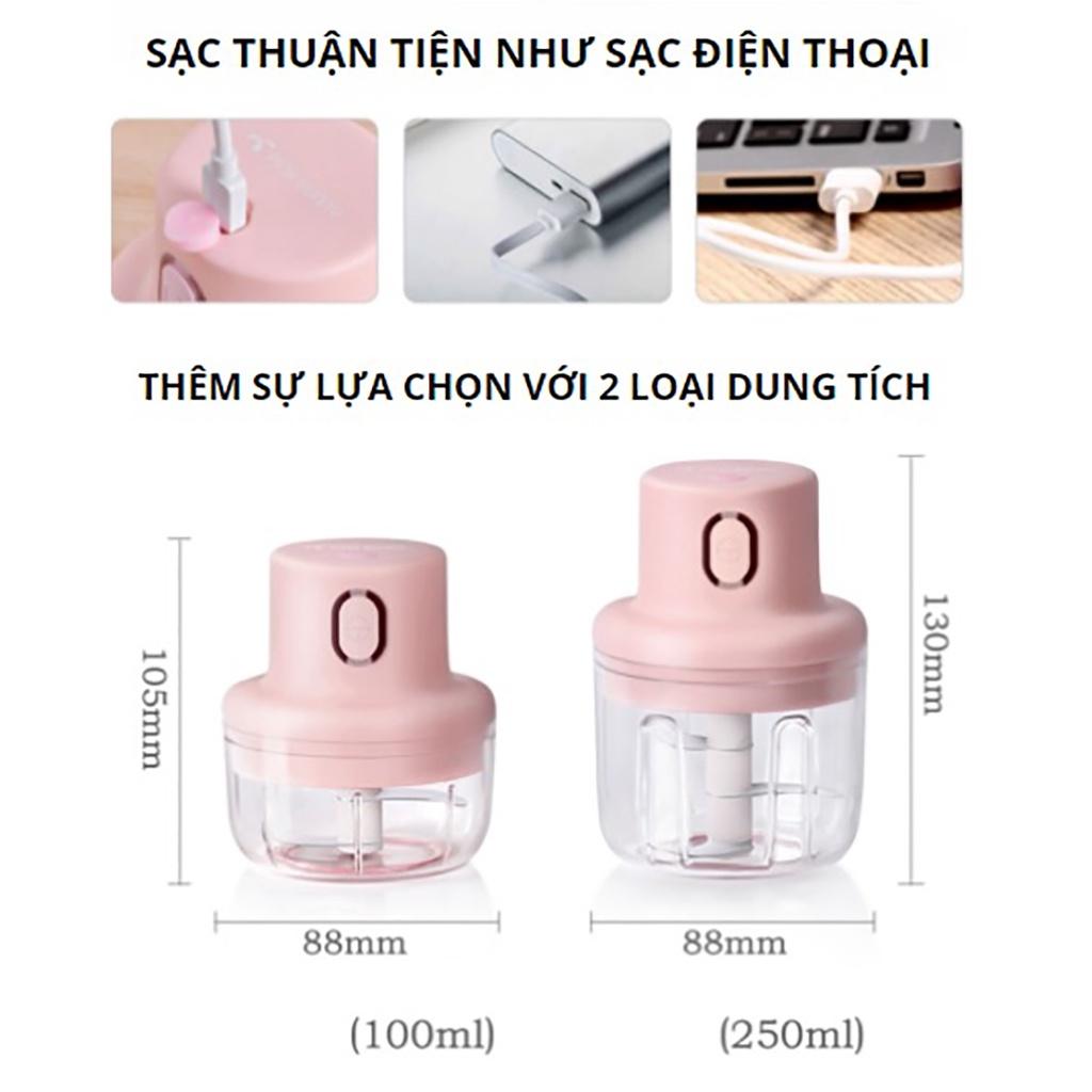 Máy Xay Tỏi Ớt ️S'Home ️Máy Xay Mini Cầm Tay Đa Năng Sạc Bằng Cổng USB, 250ml, Nhỏ Gọn, Tiện Lợi – SH9