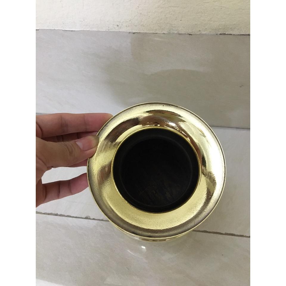 Ống nhổ bã trầu bằng đồng vàng bóng cao 13cm