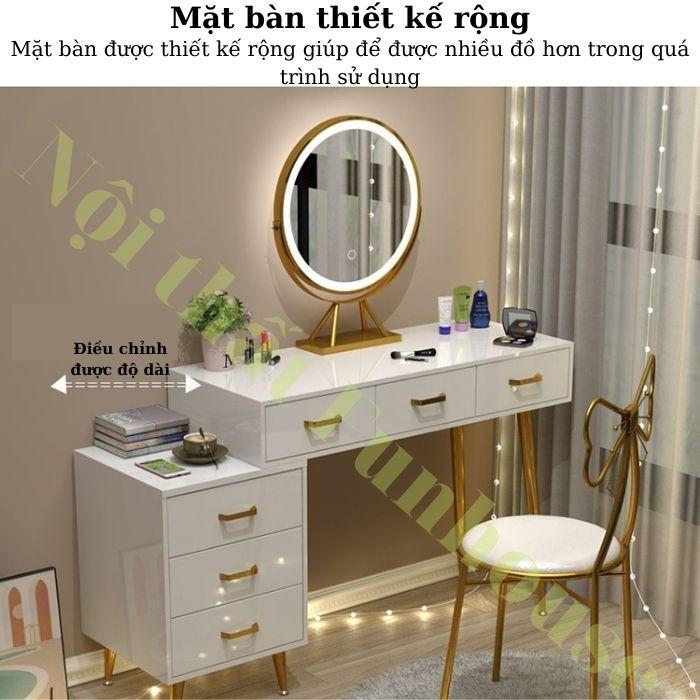 Bàn phấn trang điểm công chúa giương led có ngăn chứa đồ Funhouse chân sắt khung gỗ  cao cấp - A19