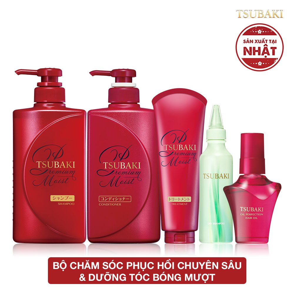 Bộ sản phẩm Tsubaki Premium dưỡng tóc bóng mượt hoàn hảo