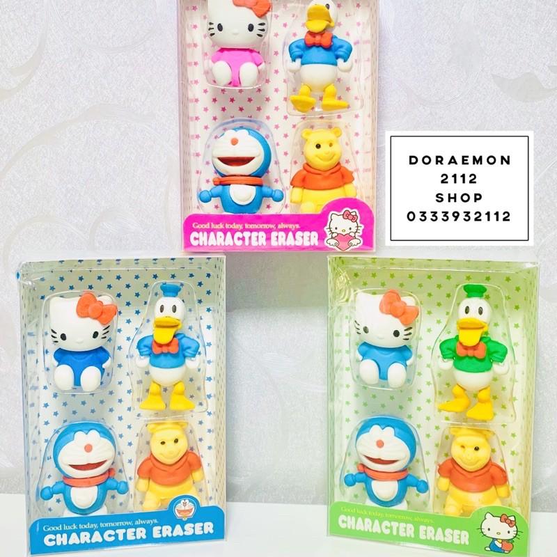 Combo 4 gôm hoạt hình DORAEMON - HELLO KITTY - POOH - DONAL DUCK