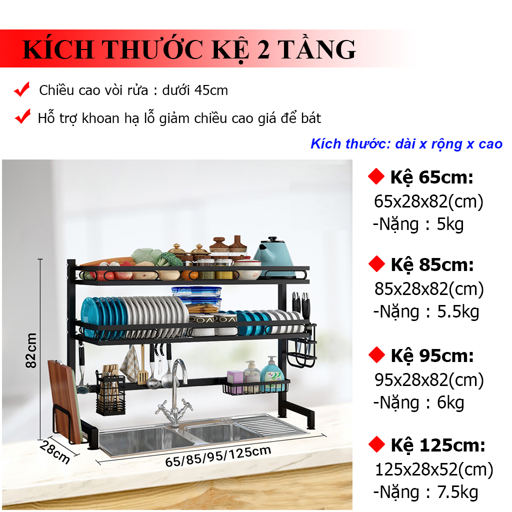 Kệ Để Chén Đĩa Thông Minh Trên Bồn Rửa FOODCOM Chất Liệu Thép Carbon Chống Han Gỉ Sơn Đen Tĩnh