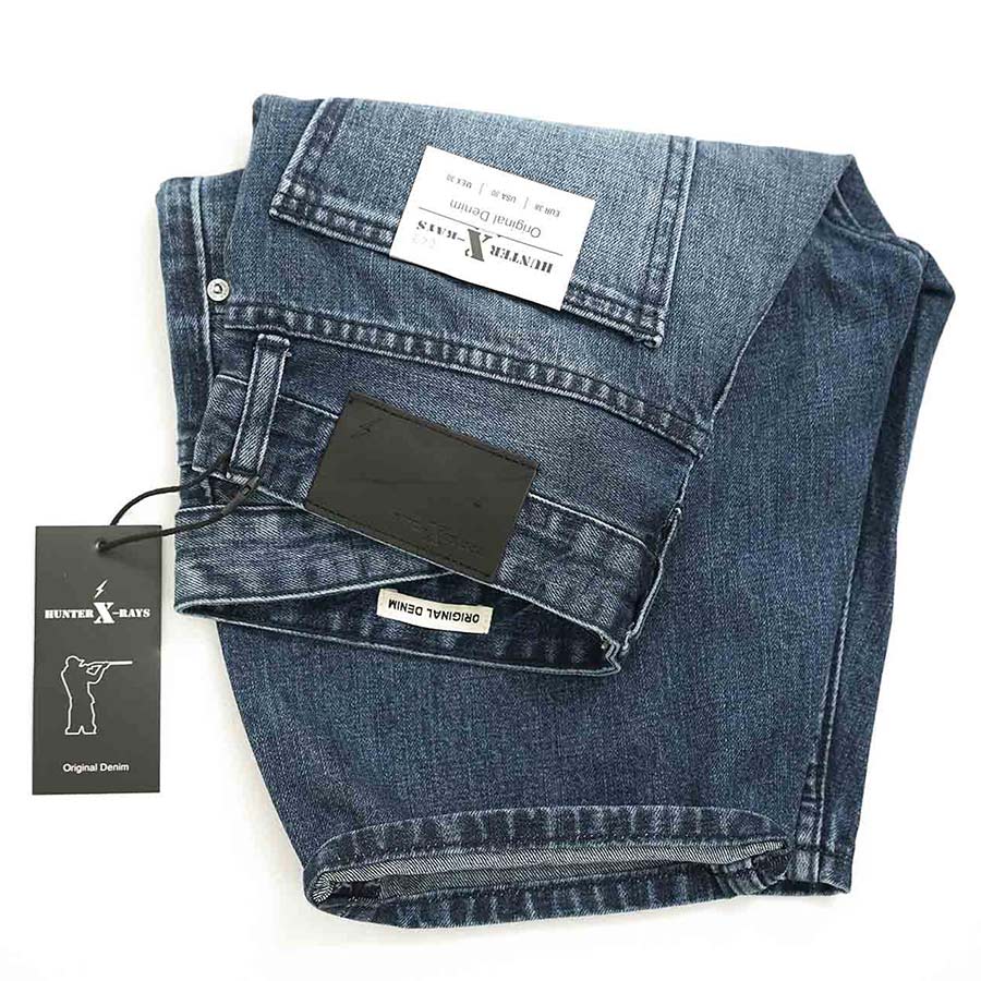 Quần Short Jeans Nam Cao Cấp HUNTER X-RAYS Form Slimfit Cotton Xanh Cá Tính S43