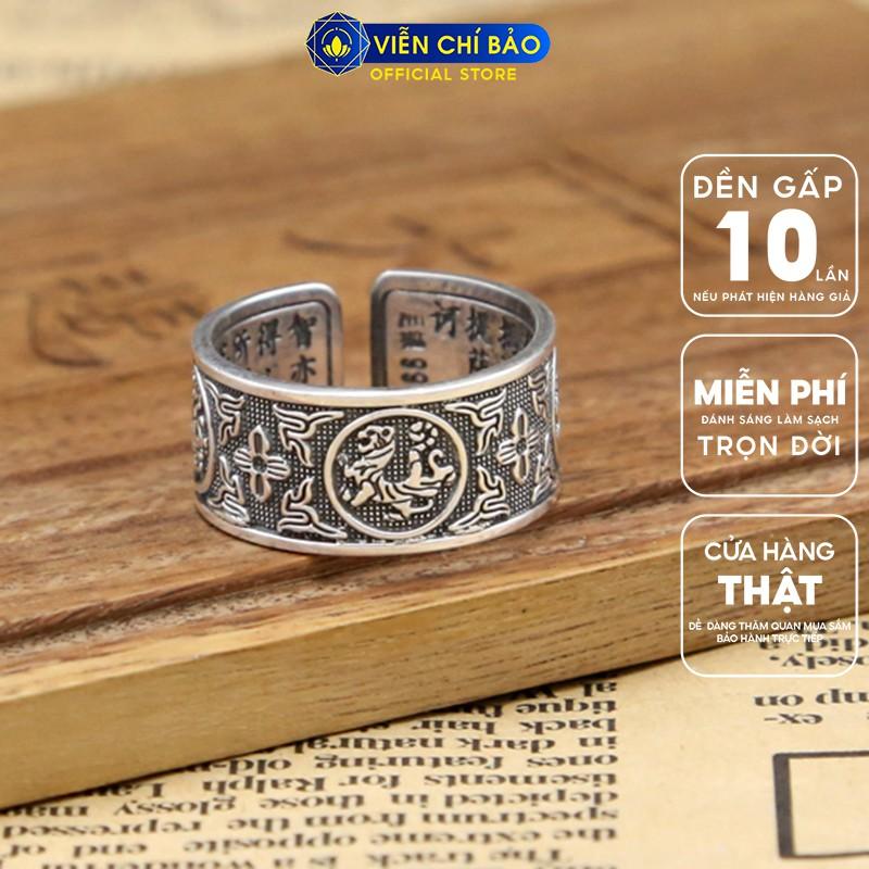 Nhẫn nam Bạch Hổ bát nhã tâm kinh nhẫn nam trơn chất liệu bạc Thái 925 phụ kiện trang sức Viễn Chí Bảo N100903