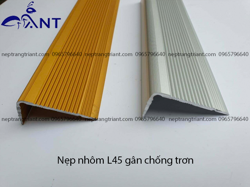 Nẹp nhôm chống trơn L45x25 - Nẹp nhôm chống trơn trượt - Nẹp trang trí ANT