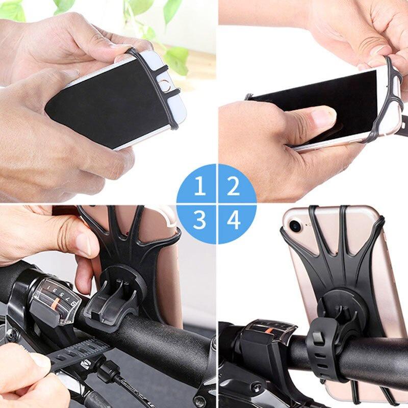 Silicone Bicycle Phone Holder for 11 pro max 6 7 8 plus X Xr Xs for Mobile Phone Mount Band Bike GPS Clip Universal
