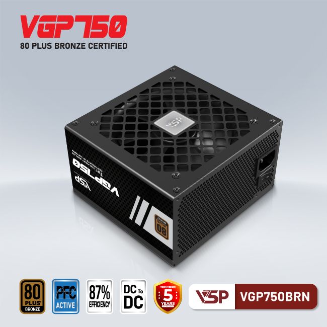 Nguồn máy tính VSP 750W VGP750BRN 80 Plus Bronze - Hàng chính hãng VSP phân phối
