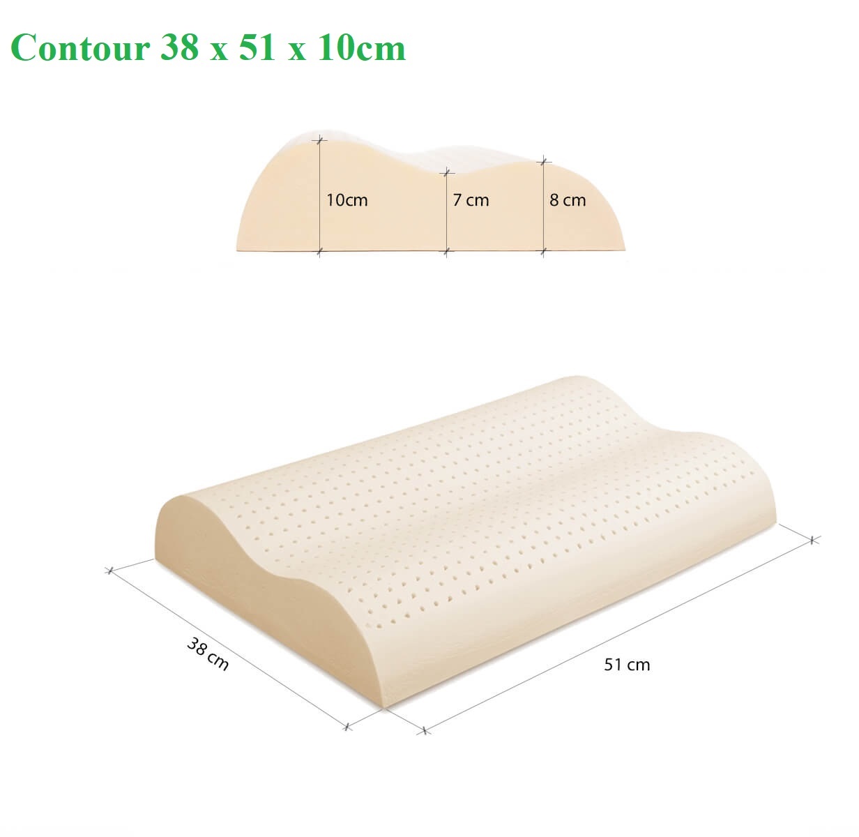 Gối cao su Liên Á Contour 38x51 , Chống ngáy