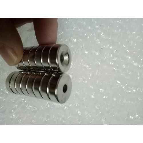 Nam châm viên trắng đất hiếm 15x5 lỗ 5mm
