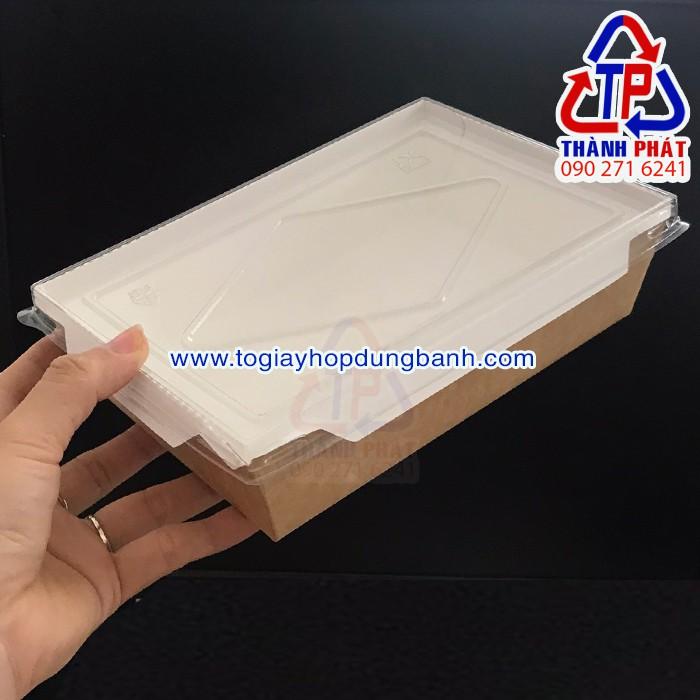 50 Hộp giấy đựng thức ăn nắp trong - Hộp giấy đựng bánh bông lan - Hộp giấy đựng cơm gạo lứt