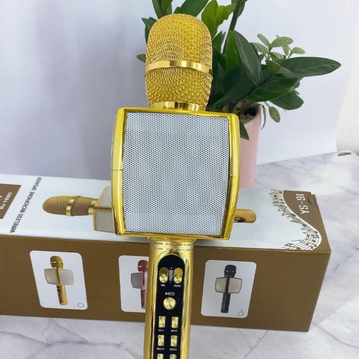 Micro Karaoke Bluetooth YS-91 Mic không dây có chỉnh giọng hỗ trợ ghi âm thẻ nhớ bass chuẩn BH6 tháng