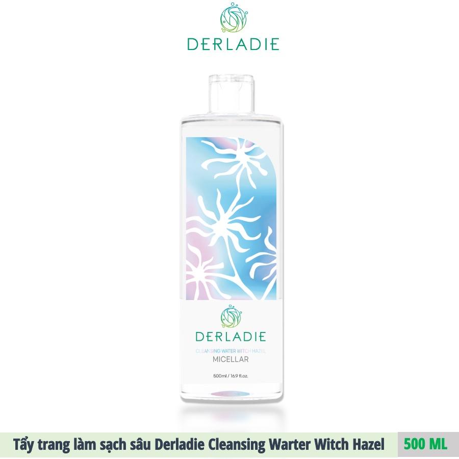 Bộ Đôi Làm Sach, Giảm Mụn Tẩy Trang Derladie Witch Hazel 500ml, Sữa Rửa Mặt Derladie Witch Hazel Cleansing Gel 200ml