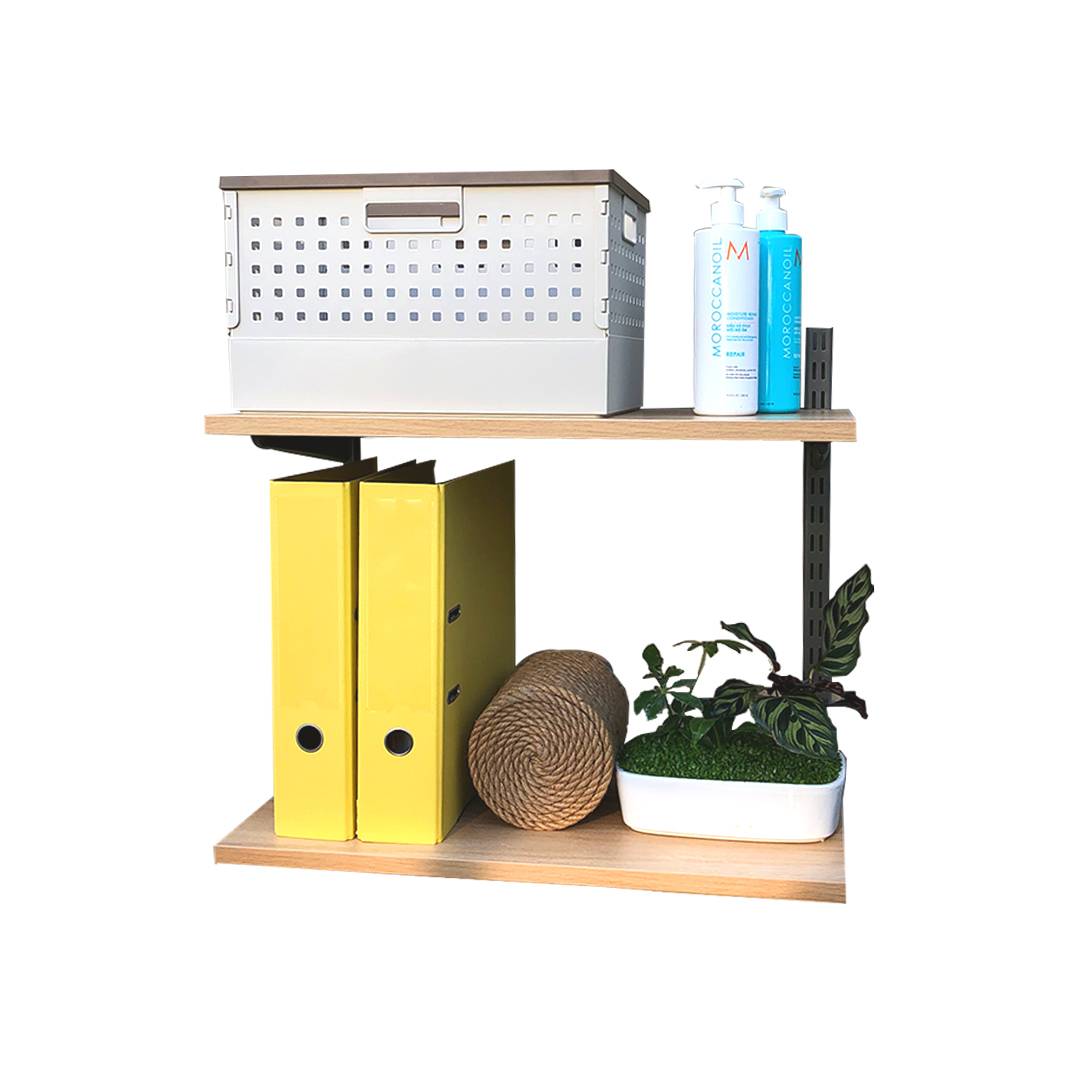 Kệ Ray Tường SMLIFE Railshelf 2 Tầng H60cm - Kệ Sách Treo Tường Tùy Biến Kích Thước & Vị Trí Hiện Đại Cho Căn Hộ Nhỏ