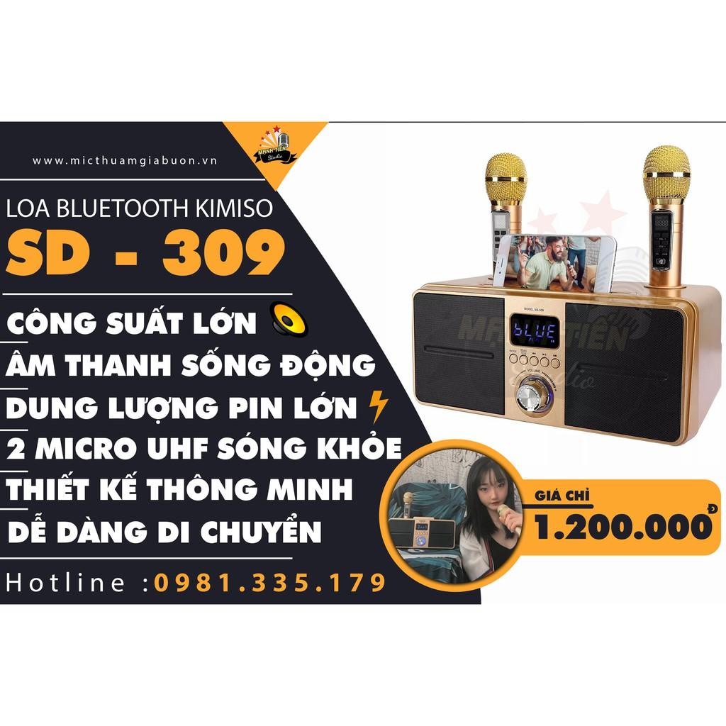 Loa Karaoke SD309 Kèm 2 Micro UHF Không Dây tích hợp bluetooth 4.0 - usb - thẻ nhớ 2 bass tái tạo âm thanh chuẩn