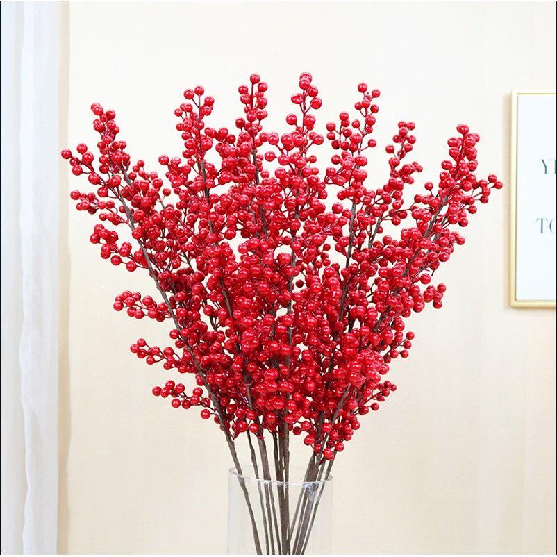 NHÁNH ĐÀO ĐÔNG ĐỎ trang trí tết - phụ kiện decor nhà cửa