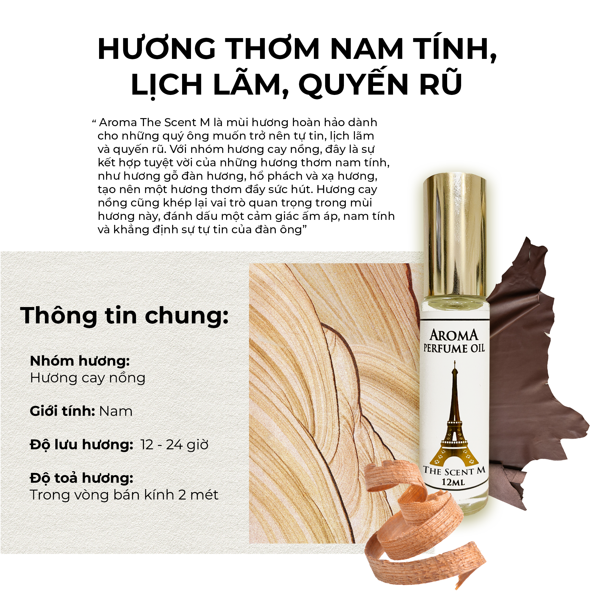 Aroma The Scent M – Tinh Dầu Nước Hoa Pháp Dạng Lăn 12ml