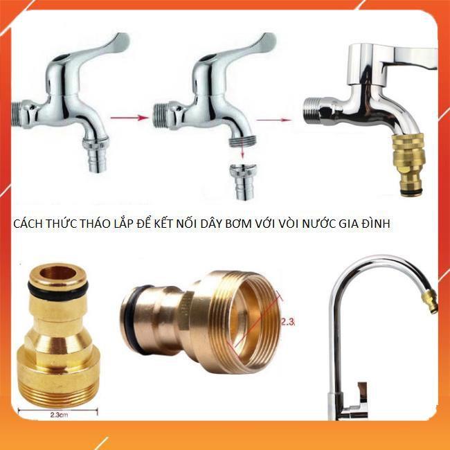 Bộ dây vòi xịt bơm nước tưới rửa , tăng áp 3 lần, loại 15m 206701 đầu đồng,cút đồng