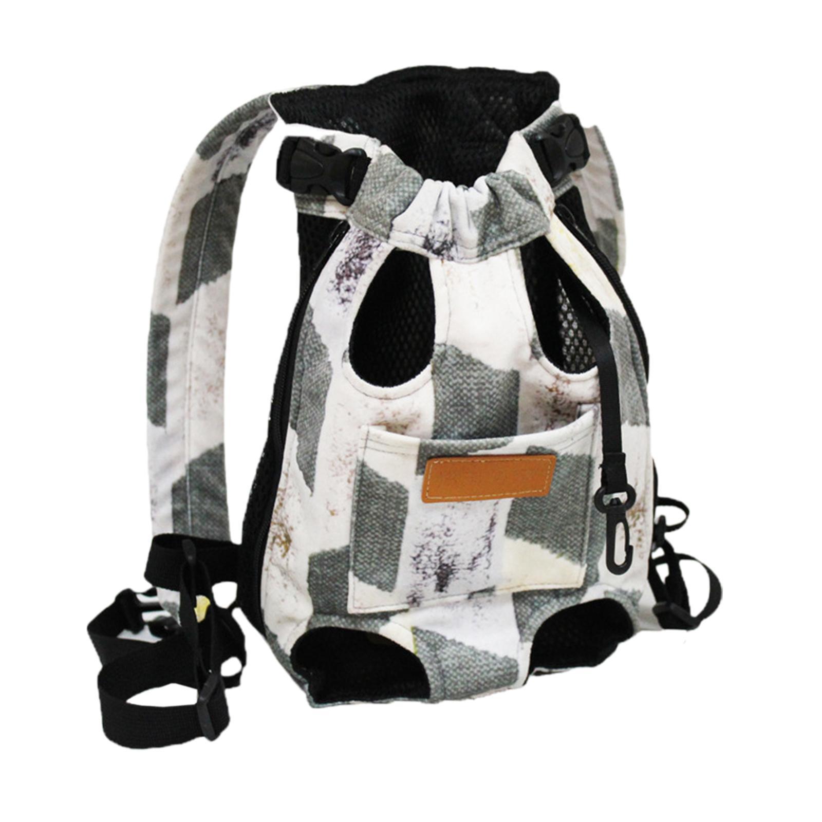 Pet Cat Carrier Backpack Chest Bag with Adjustable S Gray White