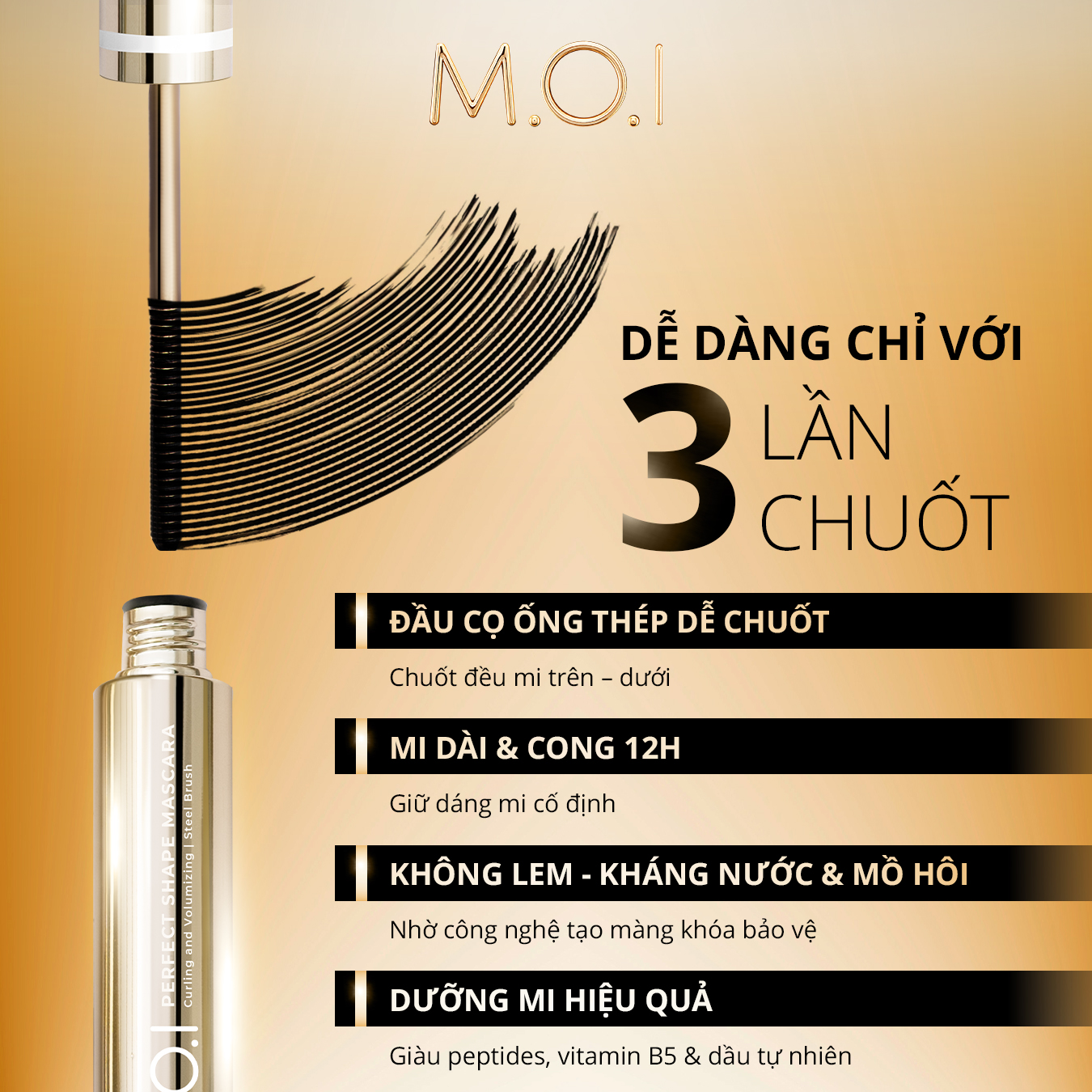 Mascara dài và cong mi lâu trôi - MOI Perfect Shape Mascara 4ml