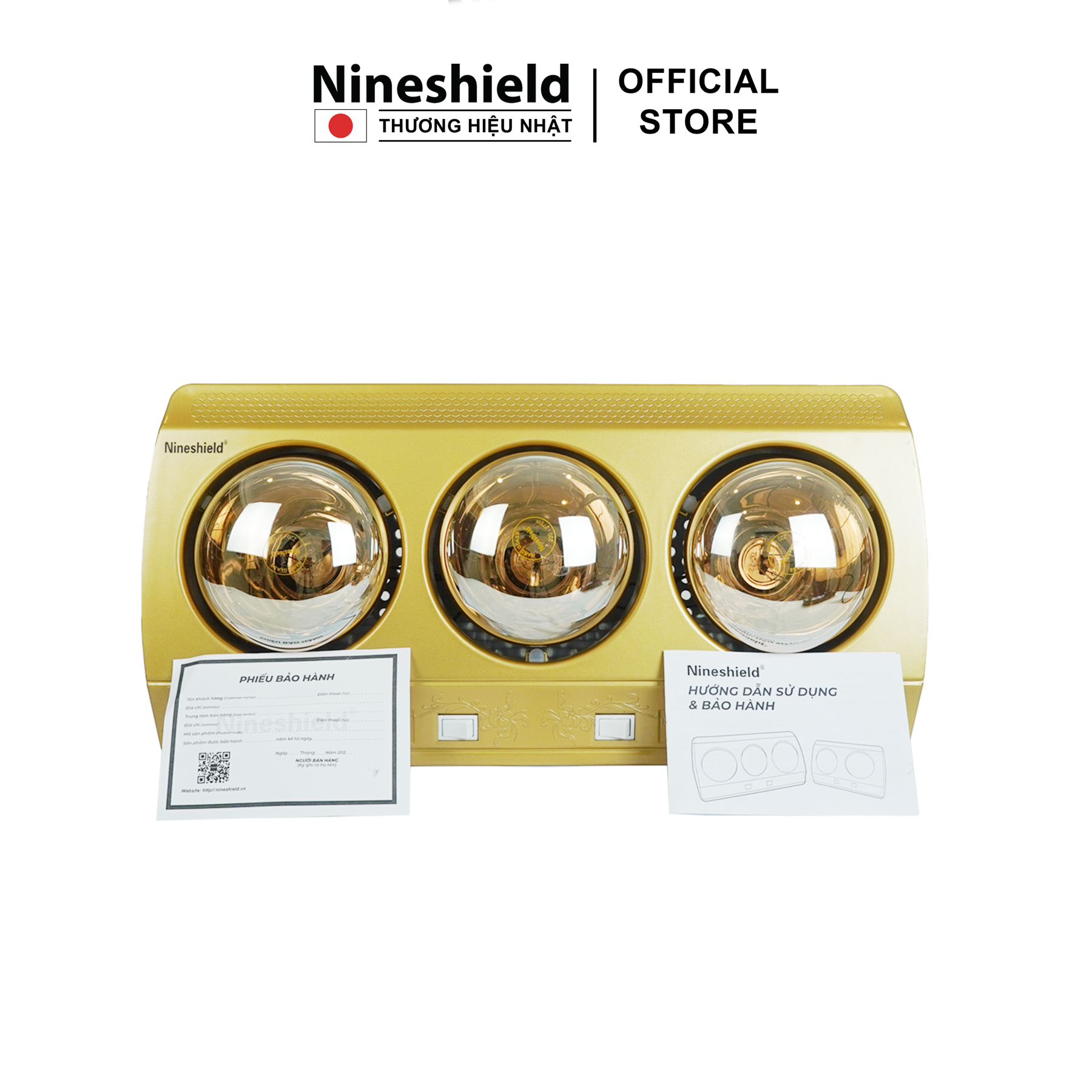 Đèn sưởi nhà tắm 3 bóng hàng chính hãng Nineshield NS043B