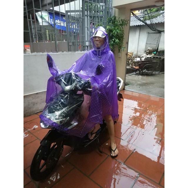 Áo Mưa 1 và  2 Đầu Cánh Dơi Chấm Bi Thời Trang Chất Liệu dẻo mềm - hàng việt - mầu tím