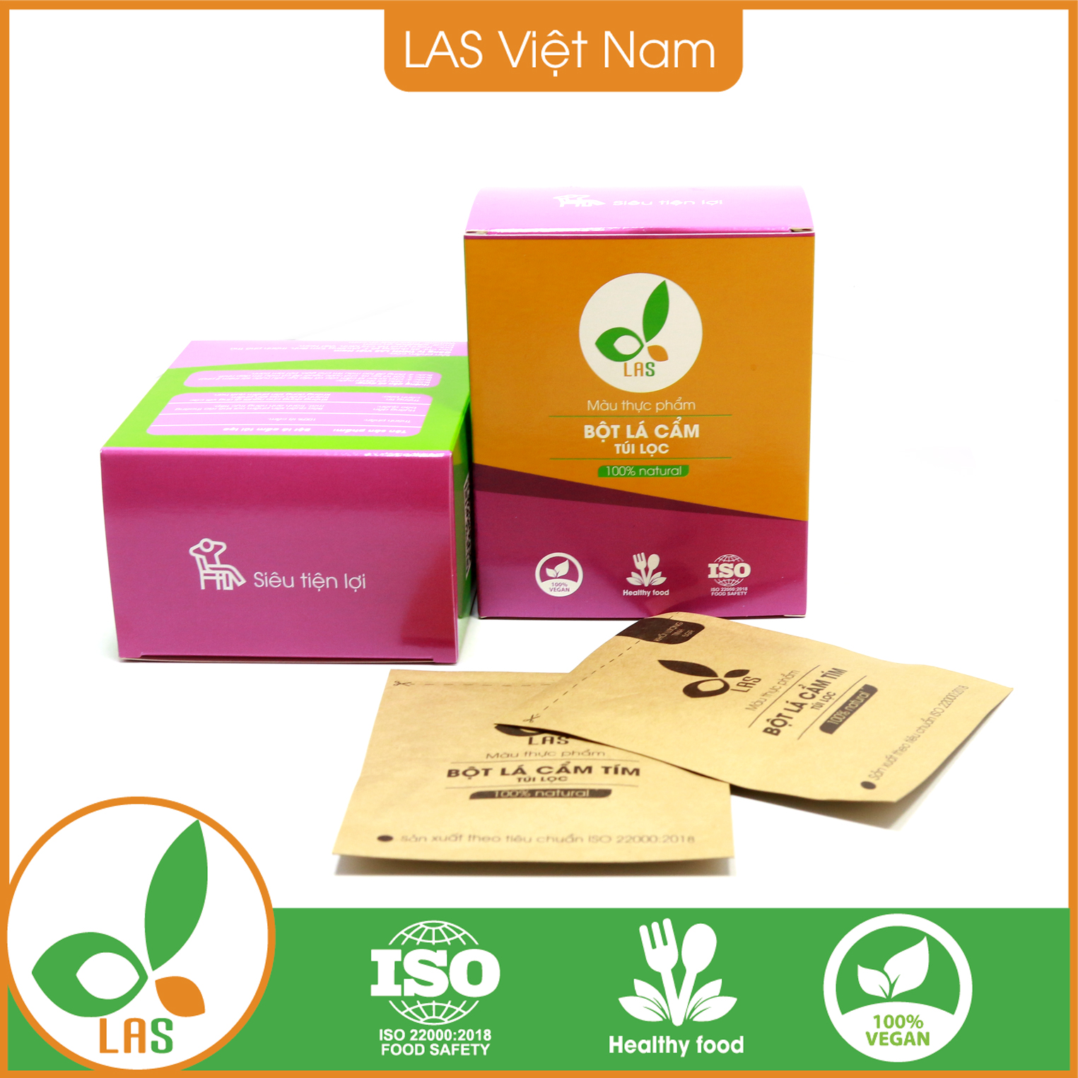 Bột lá cẩm túi lọc - Hộp 50gr, 10 gói | LAS Việt Nam